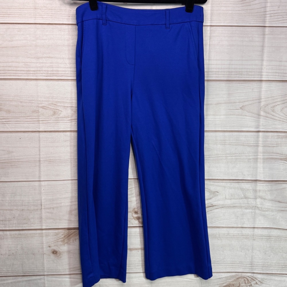 Royal Blue‎ Crop Pants Womens Medium Stretch Wide Leg Trousers